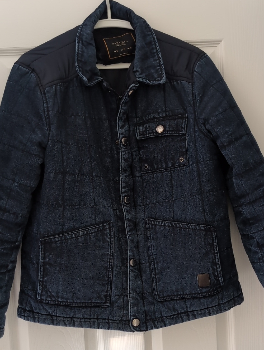 Zara Dark Blue Quilted Shirt Jacket